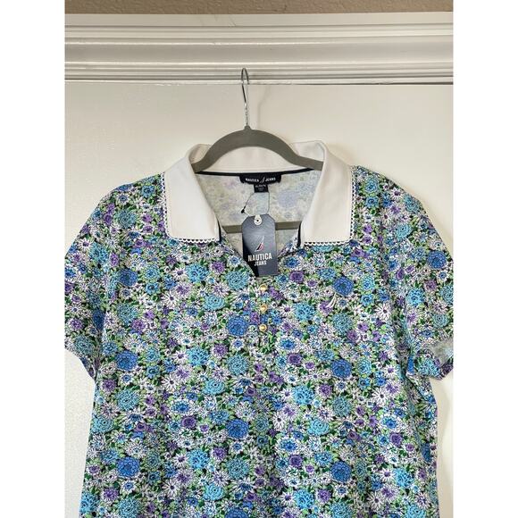 NWT Nautica Jeans Women's Printed Polo Shirt Size XL - Picture 2 of 8